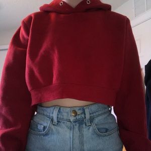 Cropped sweater with hoodie